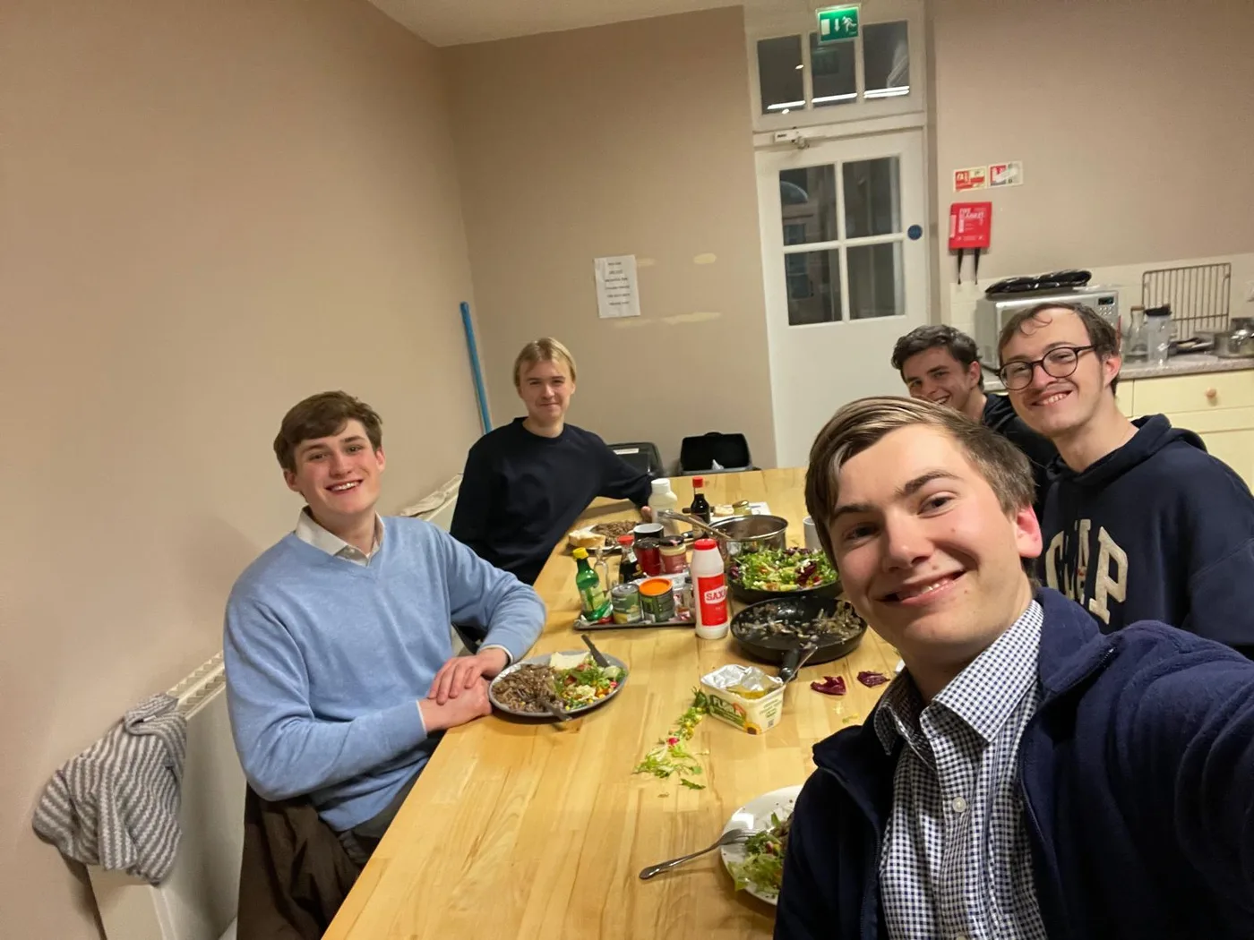 Friends around a dining table